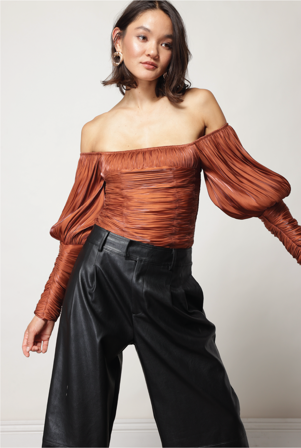 Danielle Off Shoulder Top - Rust