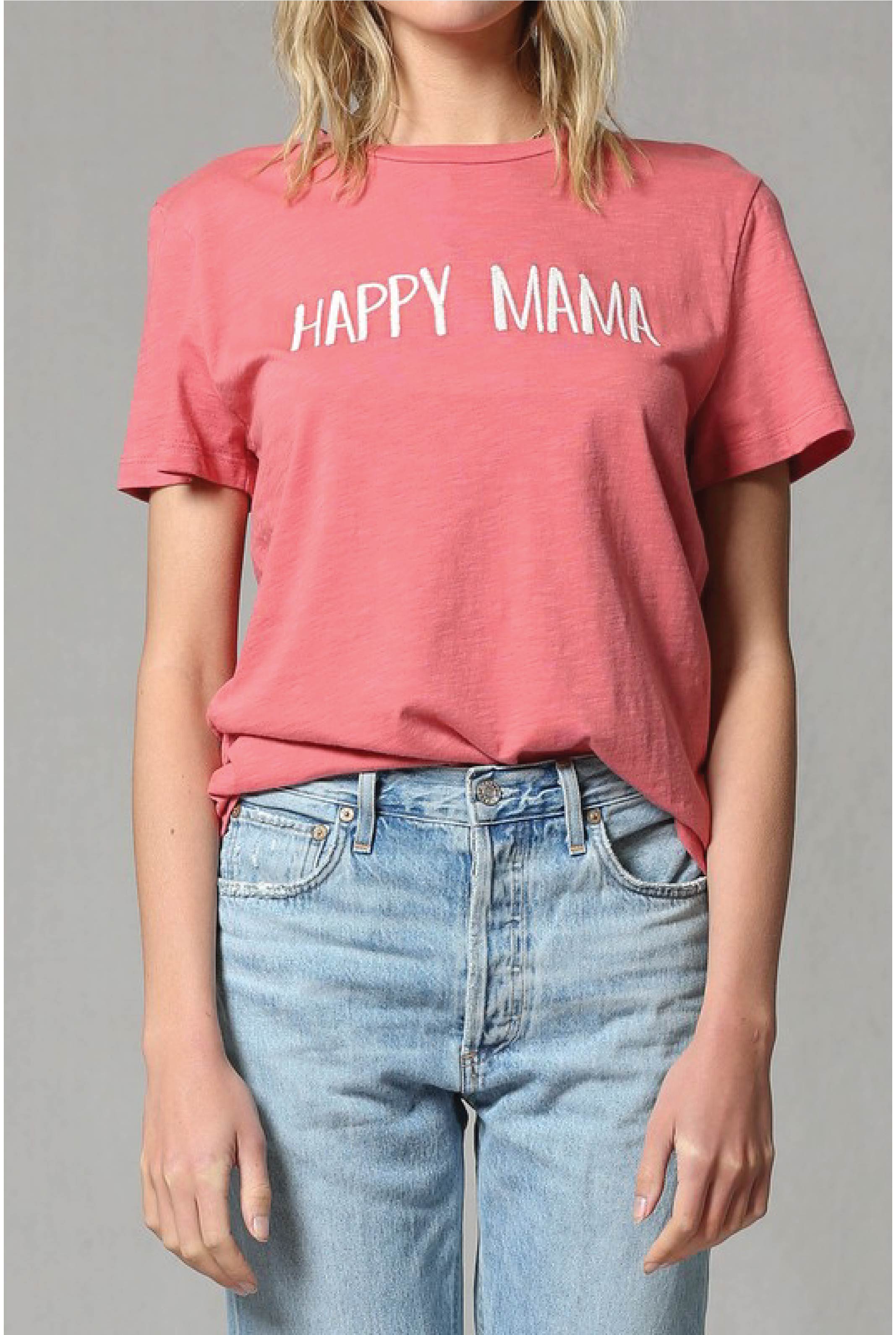 Happy Mama Graphic Tee - Rose - Tucker Brown