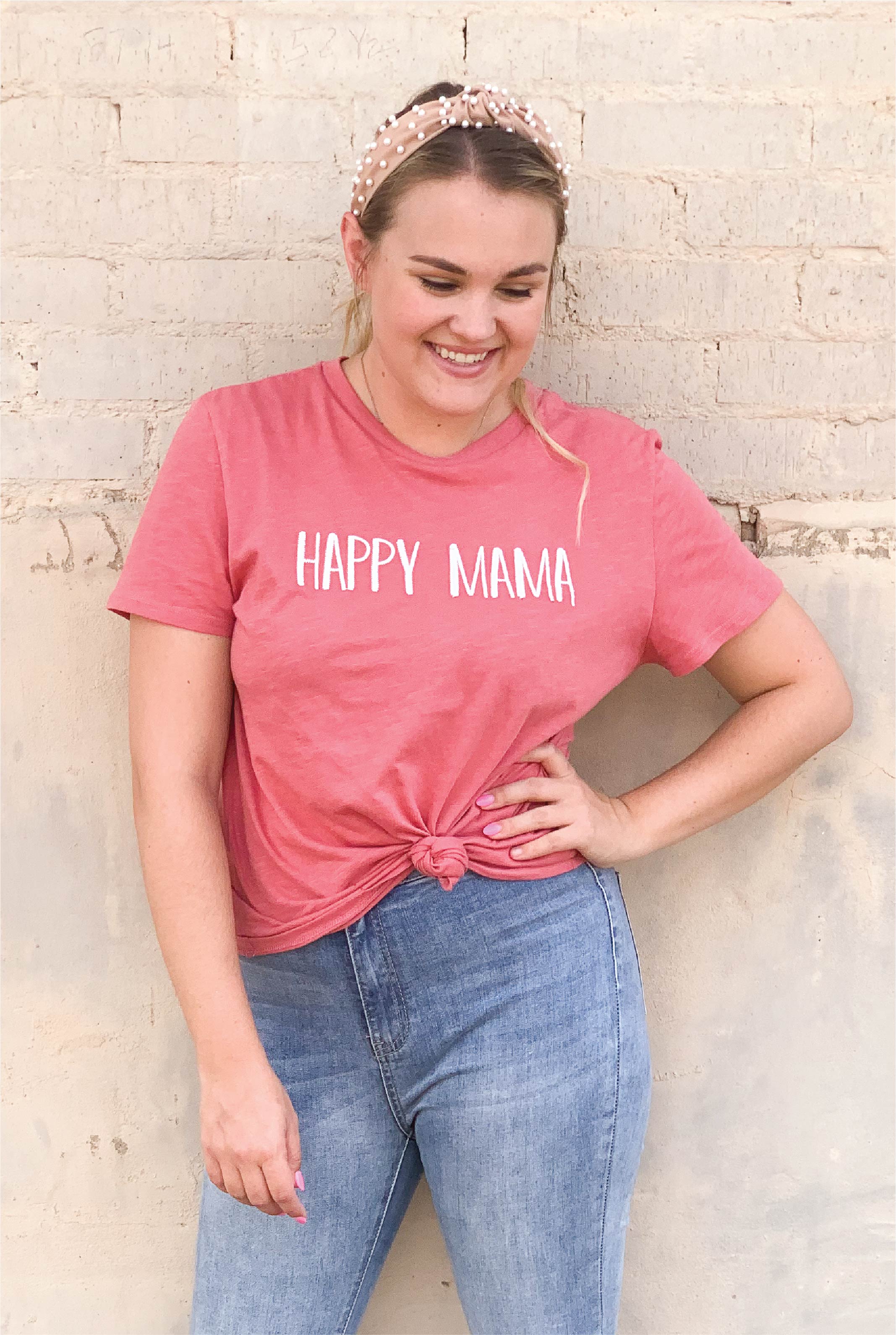 Happy Mama Graphic Tee - Rose - Tucker Brown