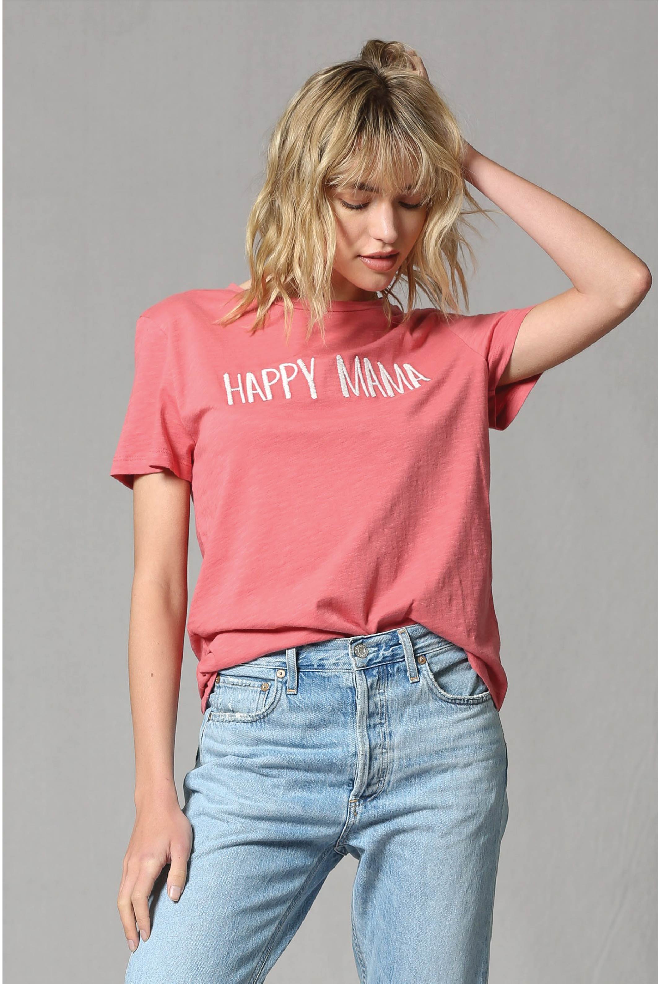 Happy Mama Graphic Tee - Rose - Tucker Brown